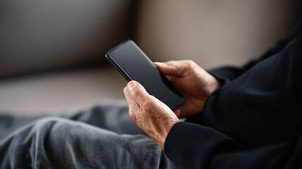 Close-up of Hands Holding Smartphone in Casual Indoor Setting