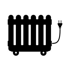 Household Portable Electric Radiator Heating Appliance Icon Black Silhouette Illustration