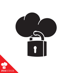 Cloud with padlock vector icon