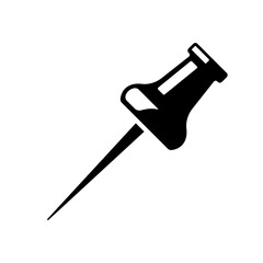 Push Pin Marker Icon Vector Black Silhouette