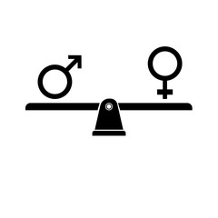 Gender Equality Balance Seesaw Scale Icon Illustration Vector Black Silhouette
