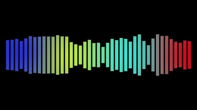 Audio waveform spectrum animation on transparent background, Soundwave audio visualizer animation with alpha channel
