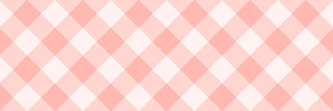 Pink and white argyle gingham checkered pattern background. Clean, minimalist aesthetic gingham suitable for picnic themes, tablecloth textures, or cute spring and summer stationery.