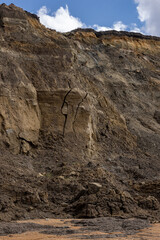 Rugged cliffs with visible cracks, on the Isle of Wight coast near Whale Chine