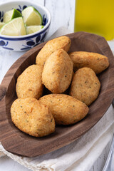 Bolinho de bacalhau or codfish balls, typical portuguese snack