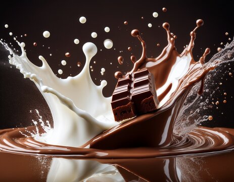 chocolate and milk textured tasty background splashes