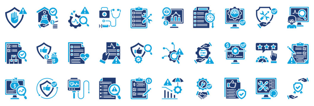 Realibility Management Icon Collection Set. Glyph Color Style Icon Vector Illustration.