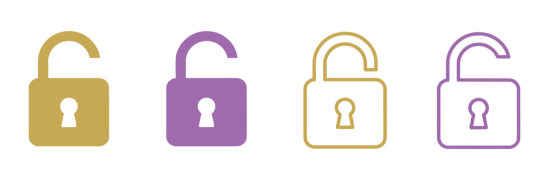 lock icon collection set locked icon symbol unlocked sign. Lock Padlock icon sheet multiple style collection isolated vector