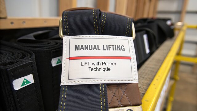 Manual Lifting Support Belt With Proper Technique Label