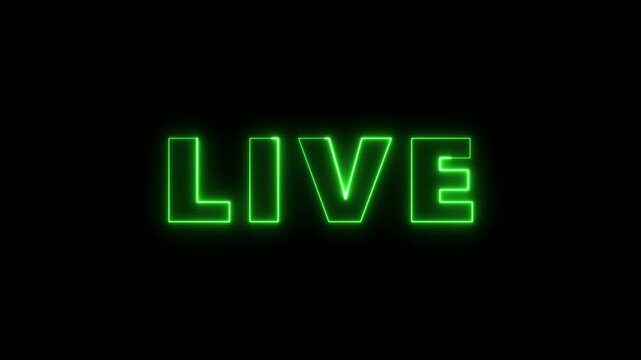 Live Neon Text Animation Video. High-quality 4K Video,for live now streaming premiering.