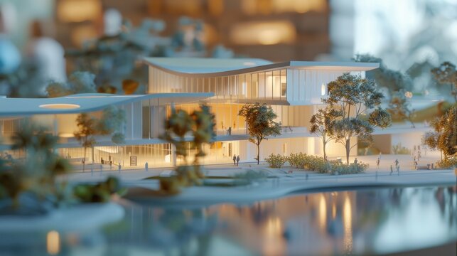 Futuristic Commercial Hub Maquette Rendering