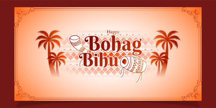 Vector illustration of Happy Bohag Bihu social media template