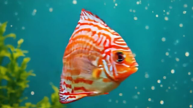 Fin and tail motion propelling fish forward, smooth pass-by movement, subtle water distortion 4K