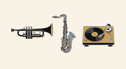 Naklejka premium Vintage Music Instruments
