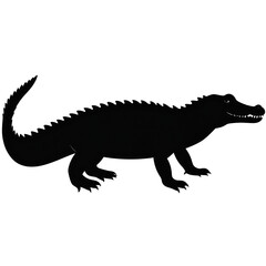 Obraz premium Silhouette of a reptile. Teeth visible, textured hide, and short legs