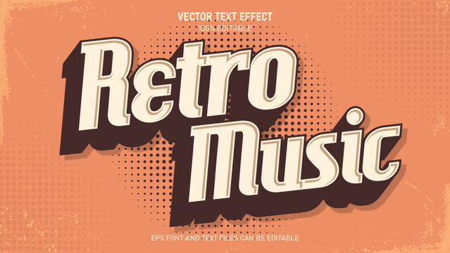 retro music text effect, vintage retro style