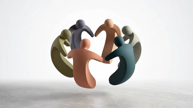 Minimal team collaboration icon visualizes balanced cooperation through unified yet distinct roles.
