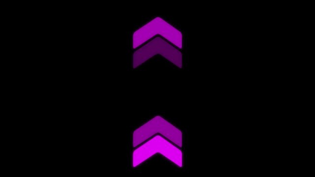 swipe up pointing solid arrow icon. Up direction animated arrow on black background