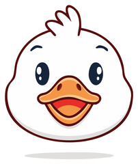 Happy cartoon duckling face with open beak and big eyes a cheerful bird illustration