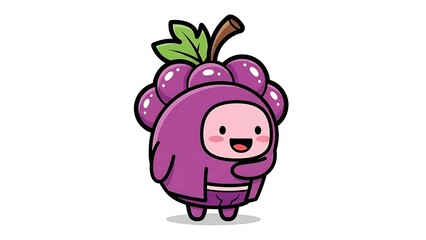 Fototapeta premium Cartoon Grape Character Illustration on White.