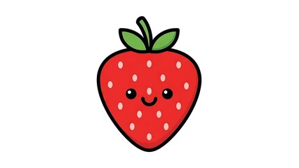 Cartoon Strawberry Character with Smiling Face.