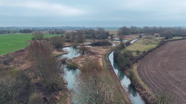 Driffield beck chalk stream in flood