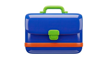 Vibrant blue lunchbox with green handle and orange accent