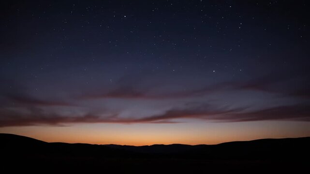 Evening sky transition. An evening sky gradually fading from soft blue into deeper tones as daylight disappears, creating a calm transition to night.