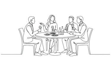 Fototapeta premium Birthday party continuous one line vector drawing.
