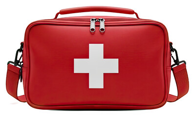 Red First Aid Kit with White Cross Symbol