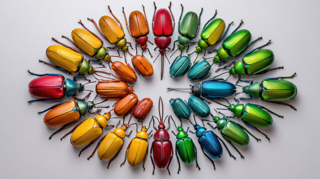colorful beetles captured from above on arran island