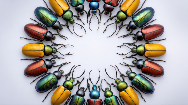 colorful beetles captured from above on arran island