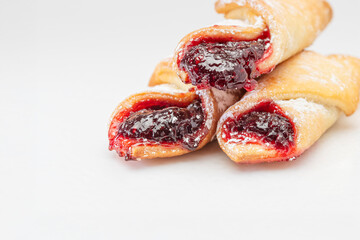 Raspberry Jam Filled Kiffles on a White Background