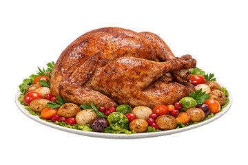 Golden brown roasted turkey holiday dinner platter