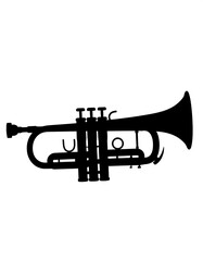 Naklejka premium Silhouette image depicts a brass wind instrument on a white backdrop