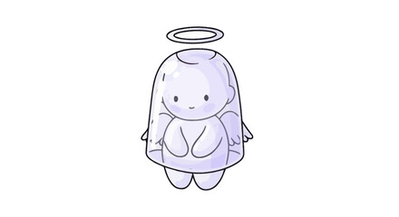 Cute cartoon baby angel with halo and wings
