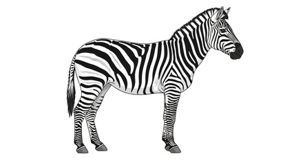 Fototapeta premium A realistic illustration of a zebra standing against a white background.