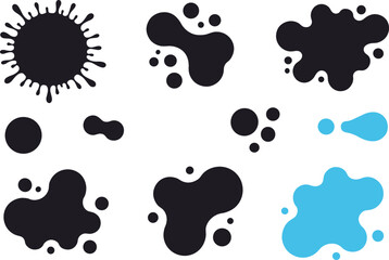 Fototapeta premium Abstract black and cyan fluid splash shapes with organic liquid blobs collectionAbstract black and cyan fluid splash shapes with organic liquid blobs collection