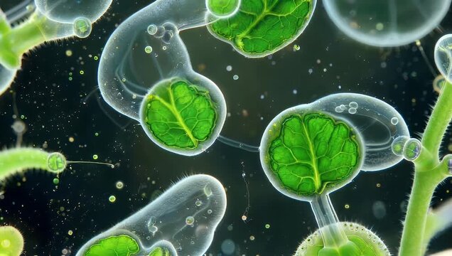 Microscopic marvels of cellular life revealed in striking detail showing plant growth development and cellular structures