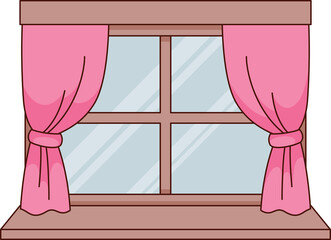 windows with curtains clip art
