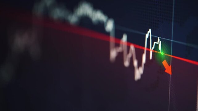 Close-up of cryptocurrency trading chart with fluctuating values