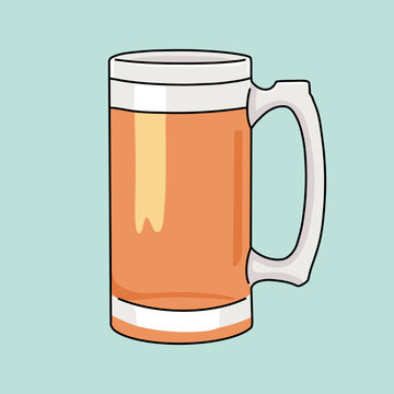 Beer Glass with Bubble Froth Vector Illustration on Light Blue Background 