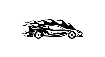 Flaming Speed: A Car Engulfed in Flames of Velocity and Power. © siti