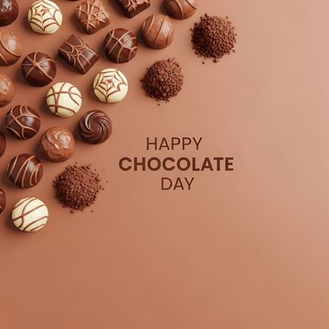 Delicious assorted chocolates celebrating Happy Chocolate Day with sweet treats