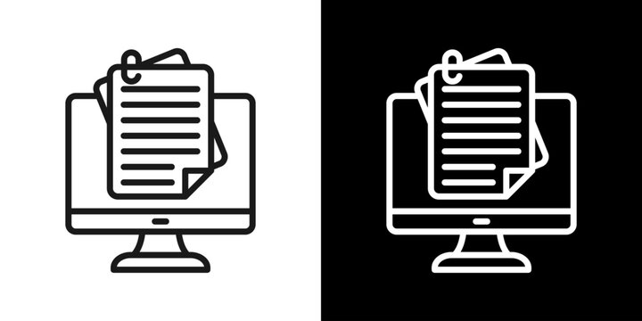 Digital Document Icon Of Line Black And White Style