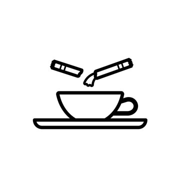 シュガースティックを入れるコーヒーカップのシンプルアイコン