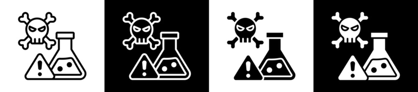 Toxicology Icon Set In Black And White Filled Style Collection