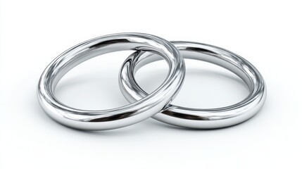 Naklejka premium Interlocked wedding rings: symbol of unity on a clean white surface