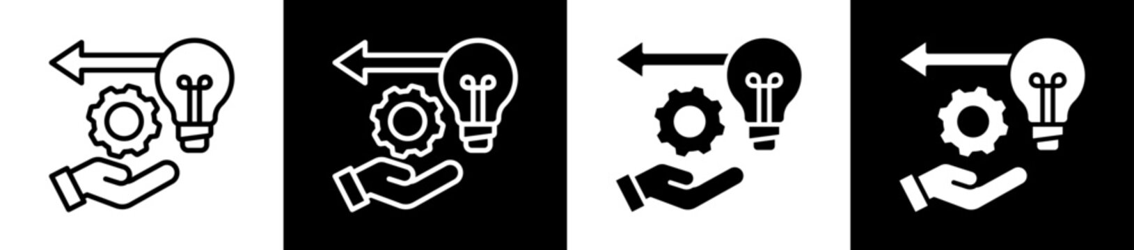 Proactive Icon Set In Black And White Filled Style Collection