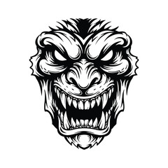 Obraz premium Fierce monster face with sharp teeth and intense expression